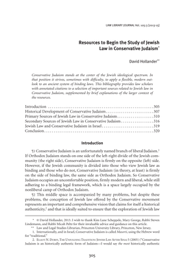 Resources to Begin the Study of Jewish Law in Conservative Judaism*