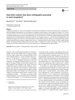 Does Letter Rotation Slow Down Orthographic Processing in Word Recognition?