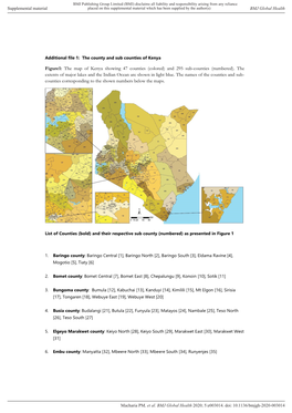 Figure1: the Map of Kenya Showing 47 Counties (Colored) and 295 Sub-Counties (Numbered)