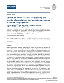 Ubinet: an Online Resource for Exploring the Functional Associations and Regulatory Networks of Protein Ubiquitylation