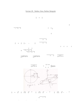 Lecture 35 : Surface Area; Surface Integrals