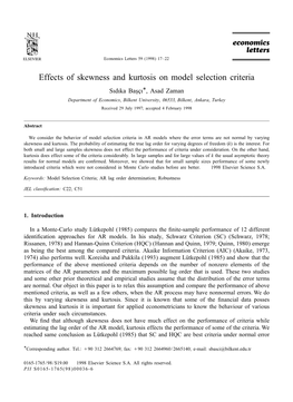 Effects of Skewness and Kurtosis on Model Selection Criteria