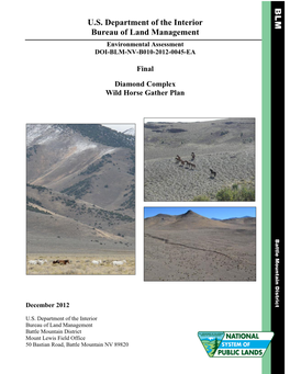 Final Diamond Complex Wild Horse Gather Plan