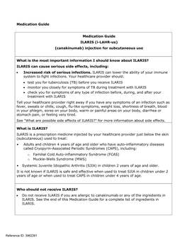 ILARIS (I-LAHR-Us) (Canakinumab) Injection for Subcutaneous Use