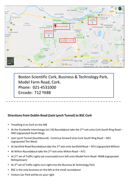 Map-Location of Boston Scientific Cork