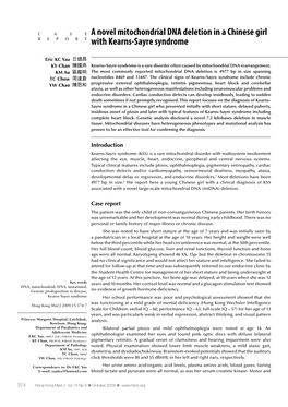 A Novel Mitochondrial DNA Deletion in a Chinese Girl with Kearns-Sayre