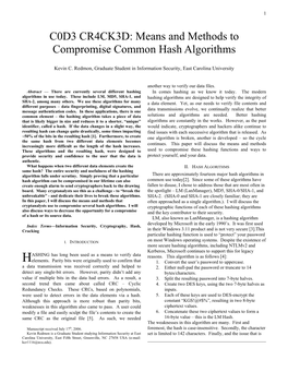 Means and Methods to Compromise Common Hash Algorithms