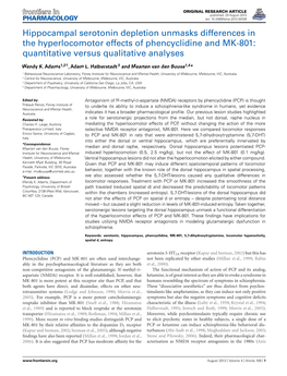 Hippocampal Serotonin Depletion Unmasks Differences in the Hyperlocomotor Effects of Phencyclidine and MK-801: Quantitative Versus Qualitative Analyses