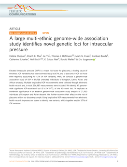 A Large Multi-Ethnic Genome-Wide Association Study Identifies Novel