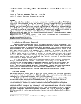 Academic Social Networking Sites: a Comparative Analysis of Their Services and Tools