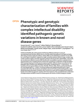 Phenotypic and Genotypic Characterization of Families With