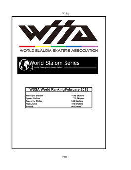WSSA World Ranking February 2015