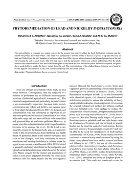 Phytoremediation of Lead and Nickel by Bassia Scoparia