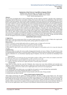 Optimization of Knit Fabric by Using Different Spinning Methods Shubham Geete, Shreyansh Shah, V.S