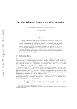 On the Atkinson Formula for the Ζ Function