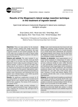 Results of the Mogensen's Lateral Wedge Resection Technique in The