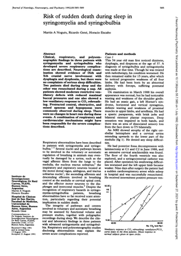 Risk of Sudden Death During Sleep in Syringomyelia and Syringobulbia 587