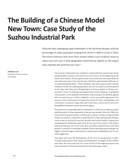 The Building of a Chinese Model New Town: Case Study of the Suzhou Industrial Park