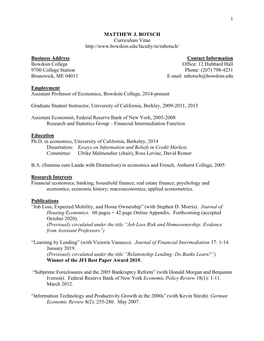 1 MATTHEW J. BOTSCH Curriculum Vitae