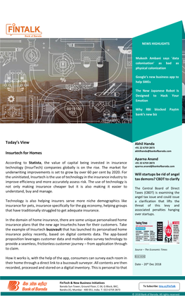 Today's View Insurtech for Homes