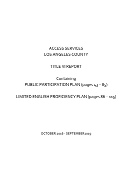 Access Services Los Angeles County Title Vi Report