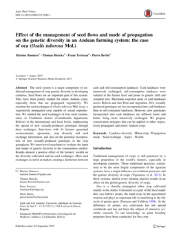 Effect of the Management of Seed Flows And