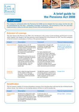 LCP Brief Guide to the Pensions Act 2008