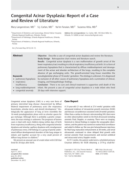 Congenital Acinar Dysplasia: Report of a Case and Review of Literature