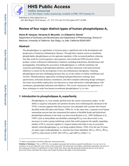 Review of Four Major Distinct Types of Human Phospholipase A2