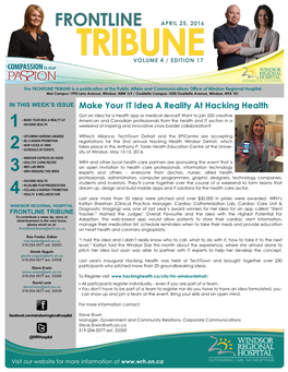 Frontline April 25, 2016 Tribune Volume 4 / Edition 17