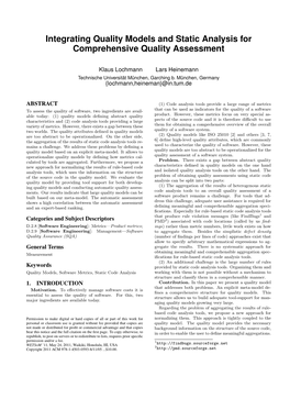 Integrating Quality Models and Static Analysis for Comprehensive Quality Assessment