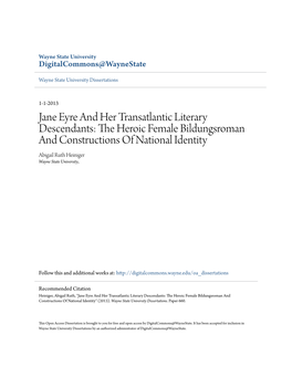 Jane Eyre and Her Transatlantic Literary Descendants: the Heroic Female Bildungsroman and Constructions of National Identity