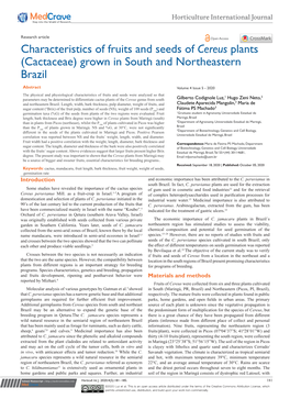 Characteristics of Fruits and Seeds of Cereus Plants (Cactaceae) Grown in South and Northeastern Brazil