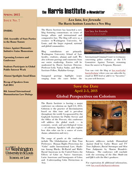 The Harris Institute E-Newsletter SPRING 2015