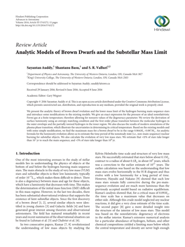 Analytic Models of Brown Dwarfs and the Substellar Mass Limit