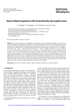 Dwarf Elliptical Galaxies with Kinematically Decoupled Cores