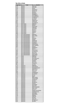 İlçe Adı Ve Kodu