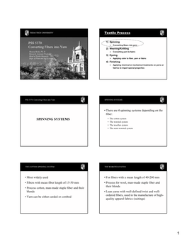 PSS 5370 Converting Fibers Into Yarn SPINNING SYSTEMS