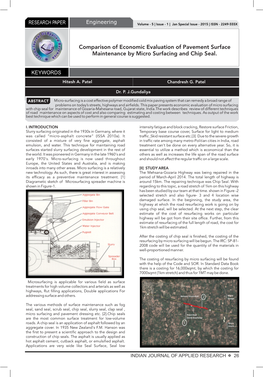 Medical Science Comparison of Economic Evaluation of Pavement Surface Maintenance by Micro Surfacing and Chip Seal