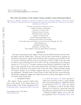 The Orbit and Density of the Jupiter Trojan Satellite System Eurybates-Queta Michael E