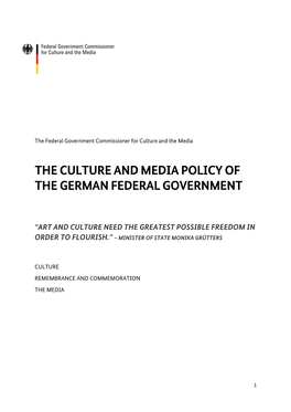The Culture and Media Policy of the German Federal Government