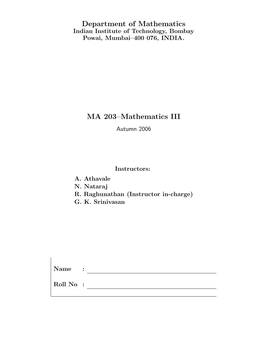 Comprehensive Problem Bank for MA 108 (Formerly Part of MA 203)