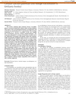 Cellular Calcium Pathways and Isotope Fractionation in Emiliania