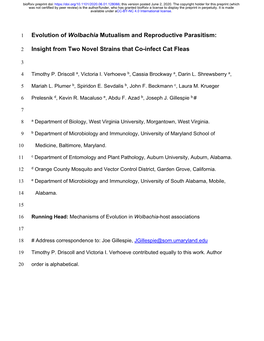 Insight from Two Novel Strains That Co-Infect Cat Fleas