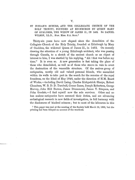 V. St Ninian's Suburb, and the Collegiate Church Op the Holy Trinity, Founded at Edinburgh by Queen Mary of Gueldres, the Widow