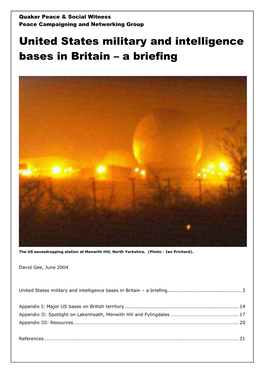 United States Military and Intelligence Bases in Britain – a Briefing