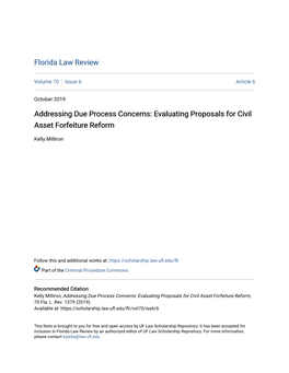 Evaluating Proposals for Civil Asset Forfeiture Reform