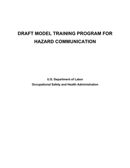 Draft Model Training Program for Hazard Communication