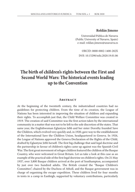 The Birth of Children's Rights Between the First and Second World Wars