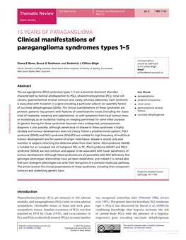 Clinical Manifestations of Paraganglioma Syndromes Types 1–5